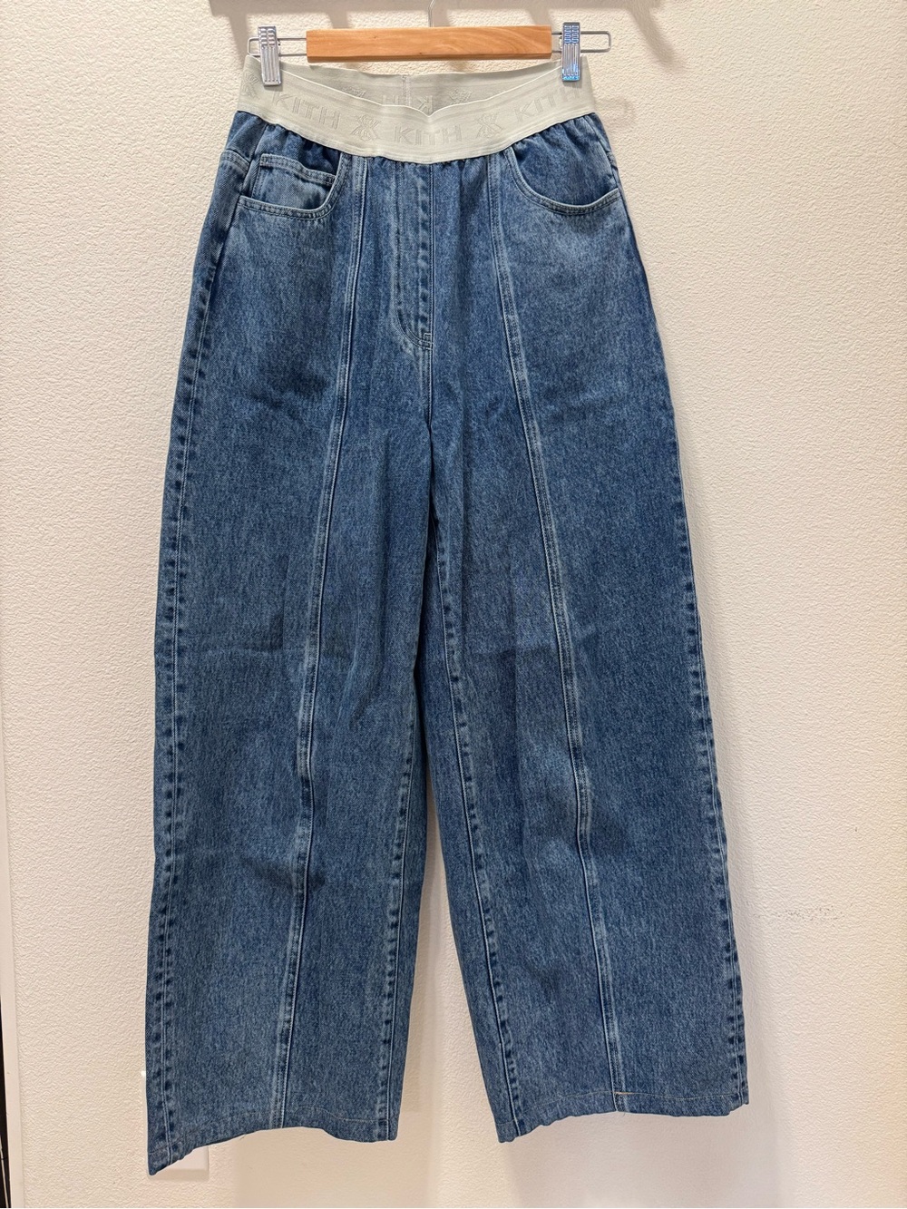 KITH wide leg denim with elastic waist